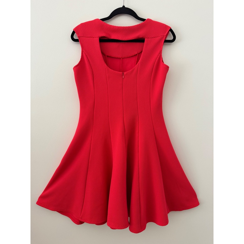 Danny & Nicole Textured Fit Flare Dress Pink Coral Sleeveless Skater Dress 6 - Picture 5 of 12